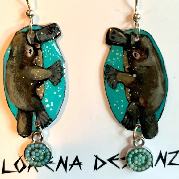 COPY - Handpainted, platypus, earrings one-of-a-kind Australia animals wildlife… - Picture 2 of 3